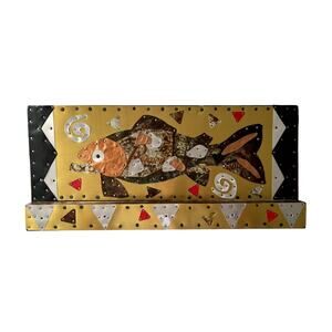 Handmade Metal Applique Rustic Farmhouse Folk Art Salmon Trout Fish Sign MT